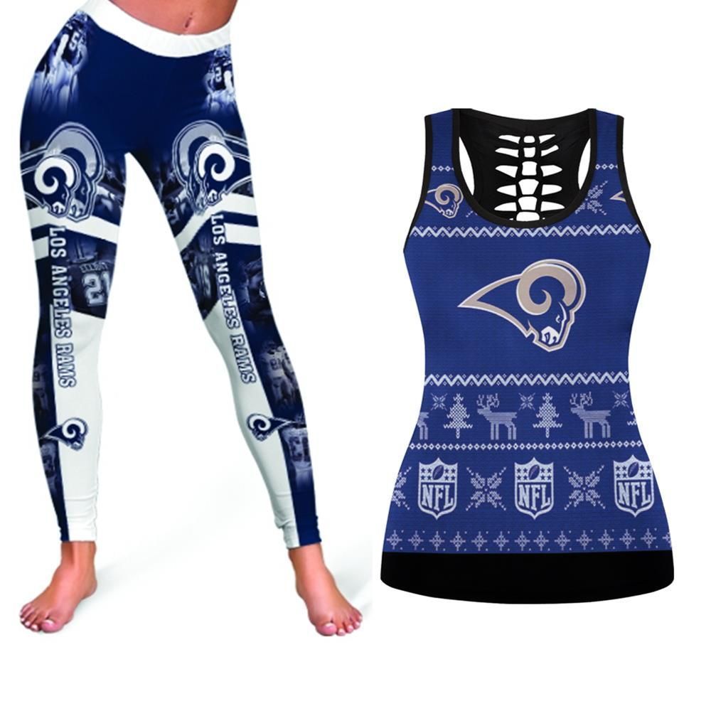 Los Angeles Rams Christmas 3D Tanktop Legging Set Gift For Los Angeles Rams Fans 3