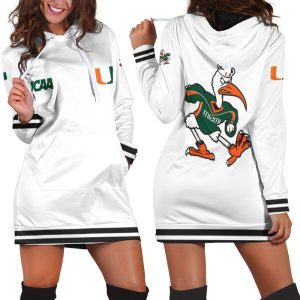 Miami Hurricanes Ncaa Classic White With Mascot Logo Gift For Miami Hurricanes Fans Hoodie Dress HD0272