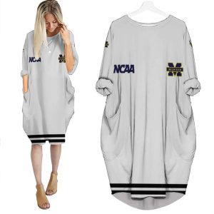 Michigan Wolverines Ncaa Classic White With Mascot Logo Gift For Michigan Wolverines Fans Batwing Pocket Dress PD1458