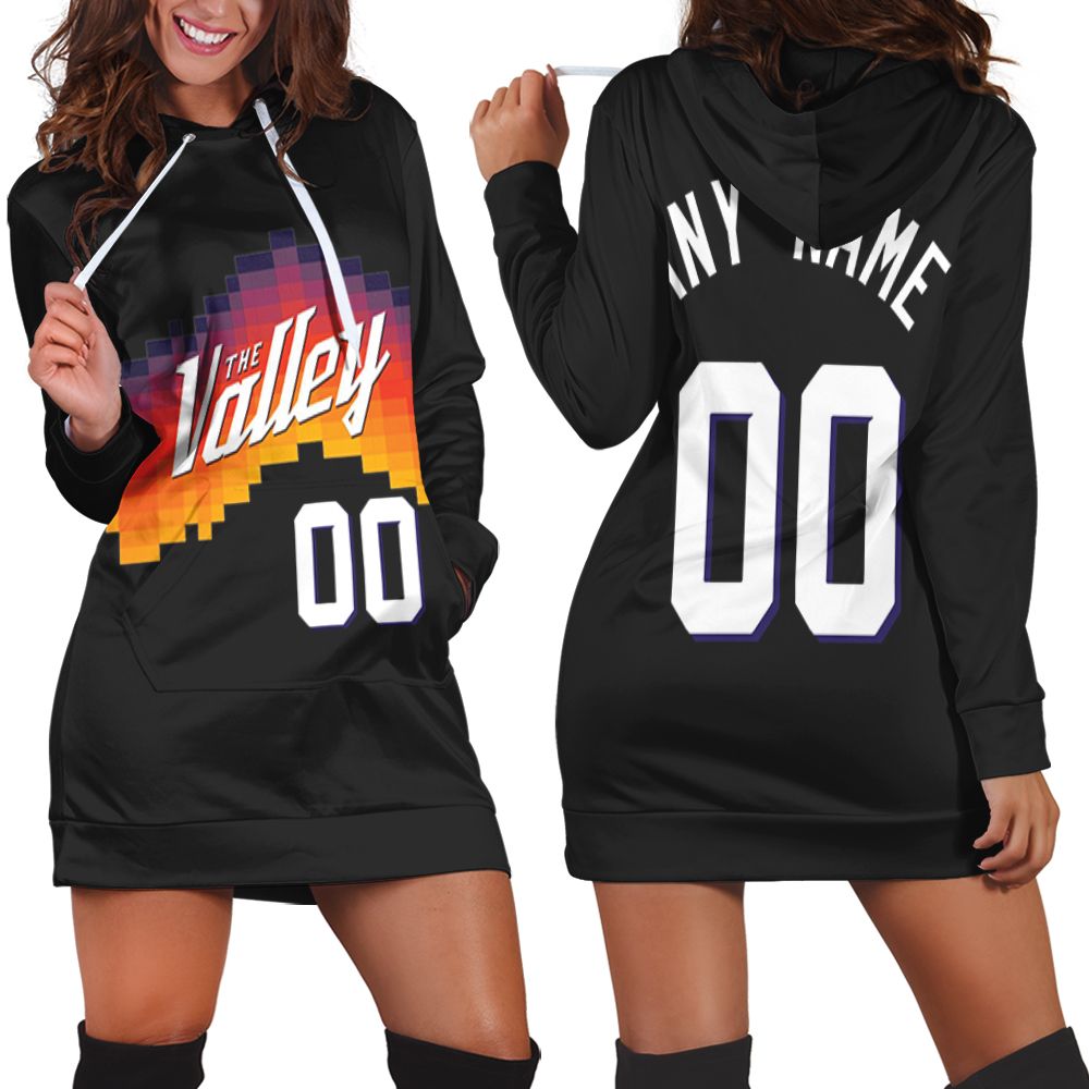 Personalized Phoenix Suns 00 Anyname 2020 Black City Edition The Valley Inspired Style Gift For Phoenix Suns Fans Hoodie Dress