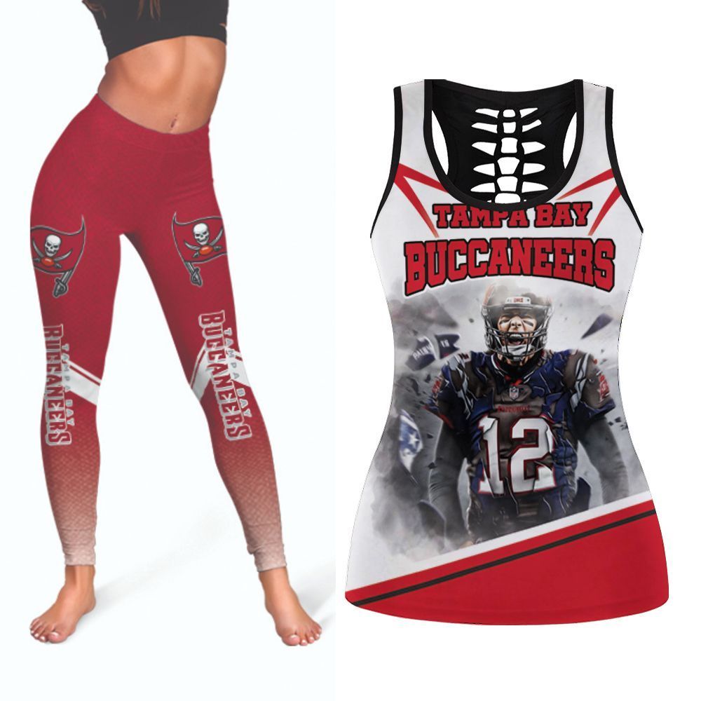Tampa Bay Buccaneers Tom Brady #12 NFL American Football Tank Top And Legging Set Gift For Buccaneers Fans