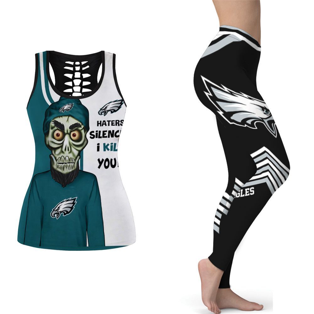 The Puppet Philadelphia Eagles Haters Silence I Kill You NFL American Tank Top And Legging Set Gift For Philadelphia Fans