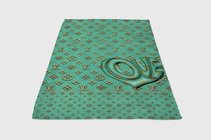 Green Louis Vuitton Fleece Blanket Sherpa Blanket