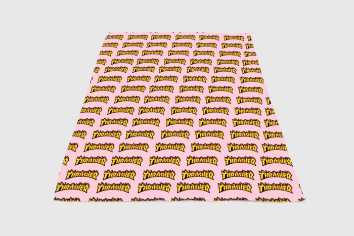 Logo Thrasher Pattern Fleece Blanket Sherpa Blanket