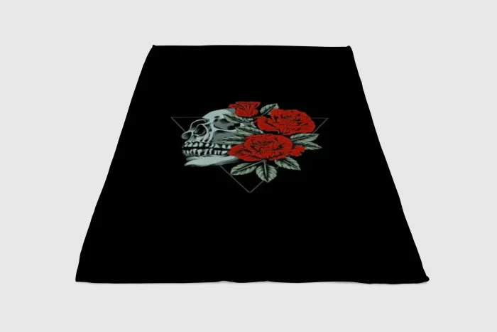 Skull Rose Wallpaper Fleece Blanket Sherpa Blanket