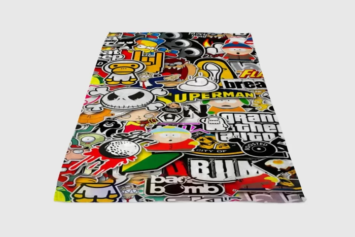 Sticker Bomb Wallpaper Fleece Blanket Sherpa Blanket