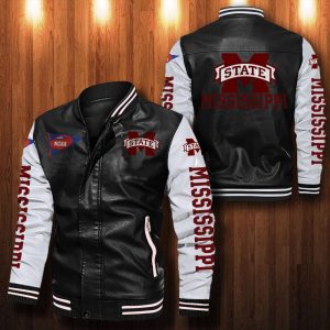 Mississippi State Bulldogs Leather Bomber Jacket LBJ0047