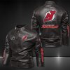 New Jersey Devils Motor Collar Leather Jacket For Biker Racer