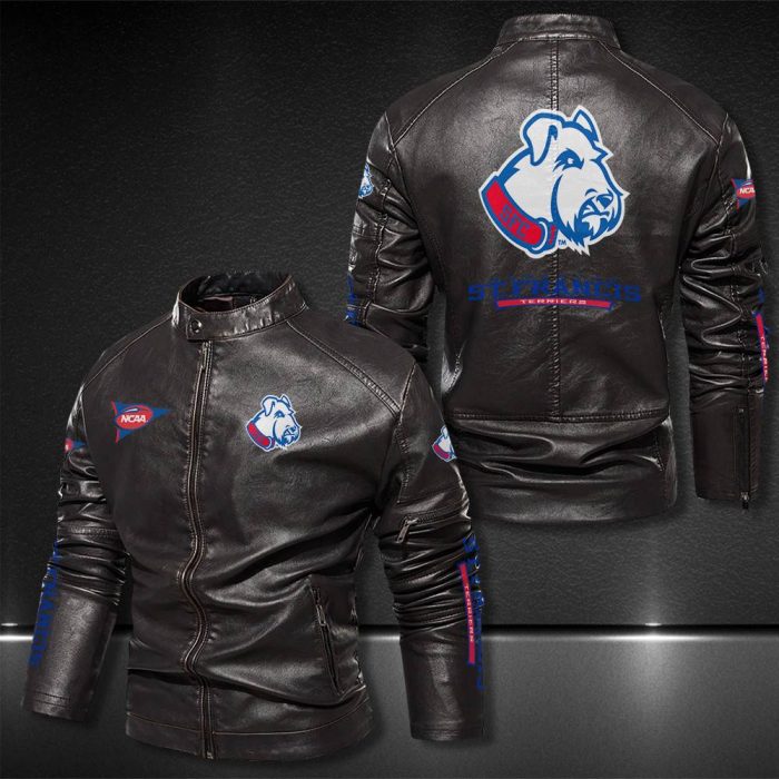 St Francis Bkn Terriers Motor Collar Leather Jacket For Biker Racer