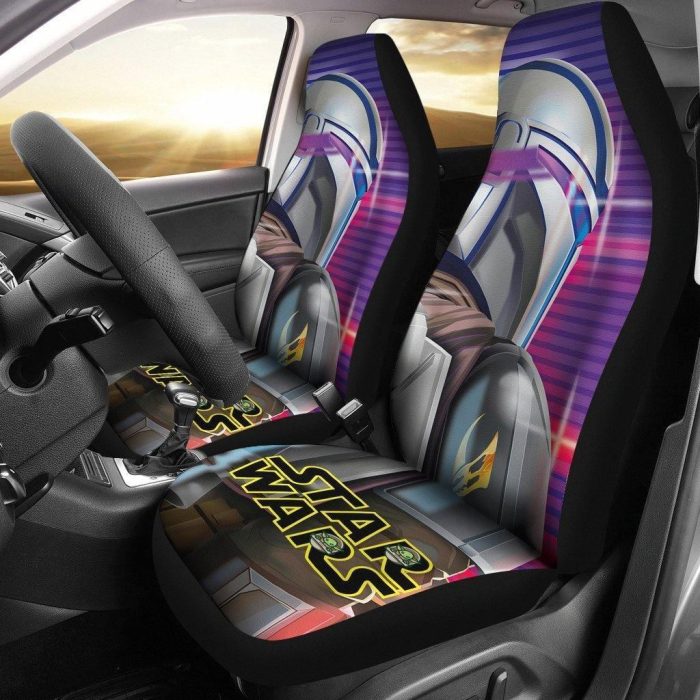 Star Wars Car Seat Covers - Car Accessories - The Mandalorian Suit Retrowave Seat Covers