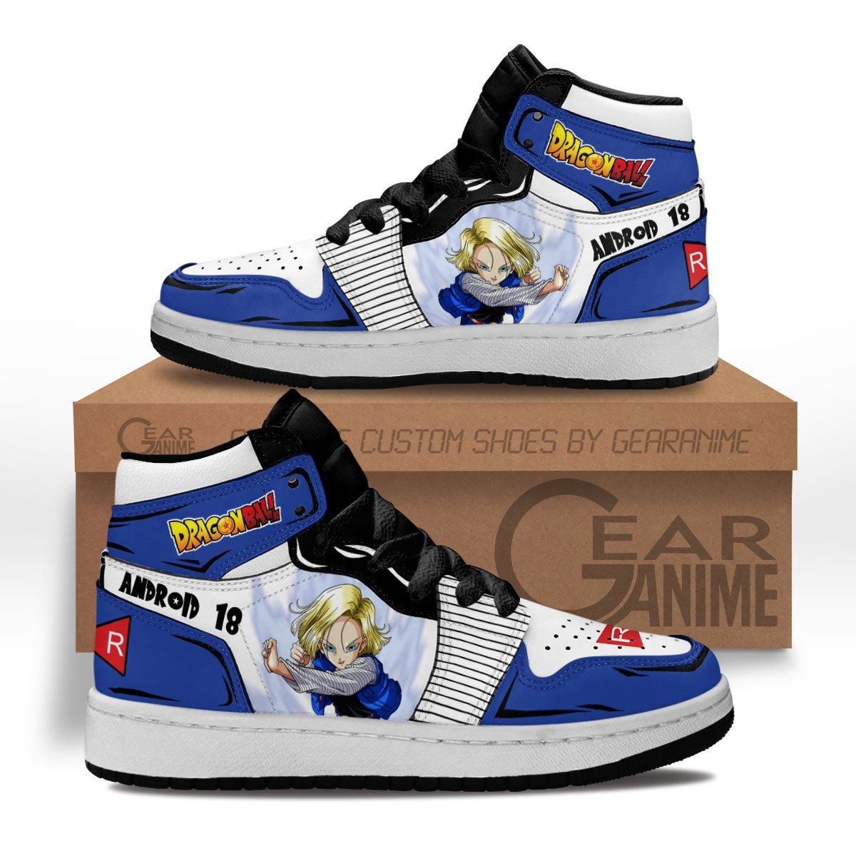 Android 18 Kids Sneakers Custom Anime Dragon Ball Kids Jordan 1 Shoes ...