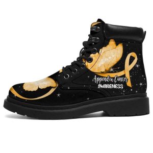 Appendix Cancer Awareness Boots Ribbon Butterfly Shoes CB0880