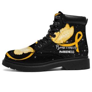 Bone Cancer Awareness Boots Ribbon Butterfly Shoes CB0890