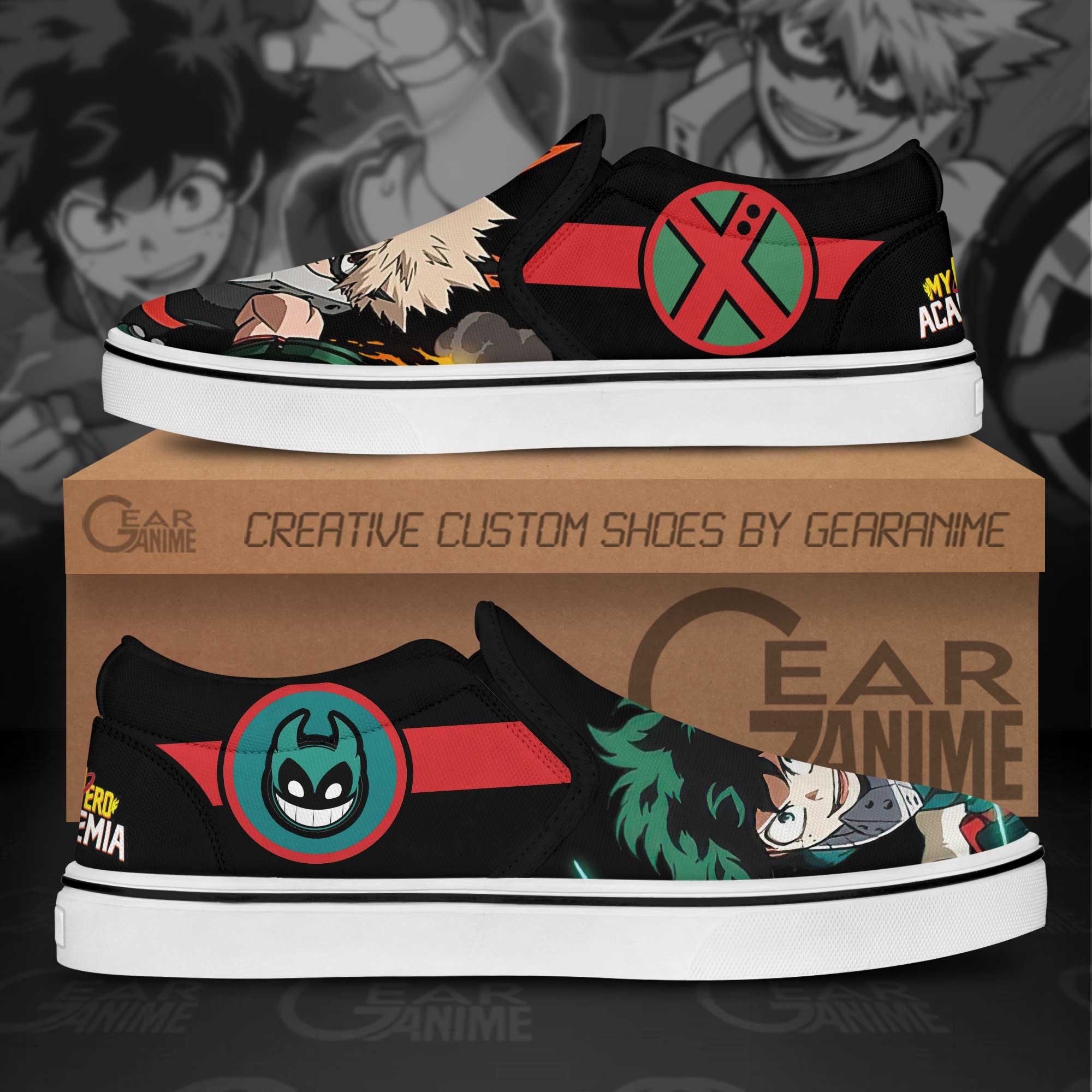 Katsuki-Bakugo-Izuku-Midoriya-Slip-On-Shoes-MHA-Custom-Anime-Shoes-1