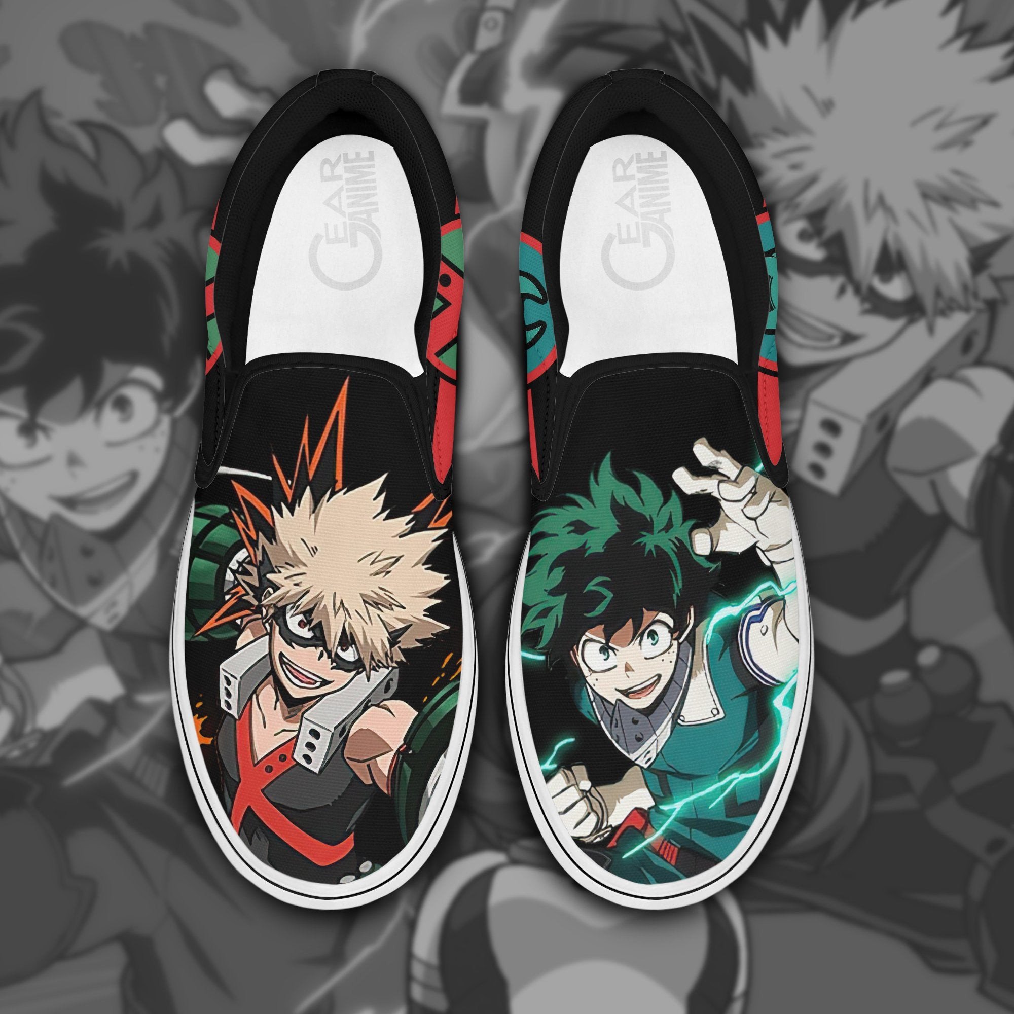 Katsuki-Bakugo-Izuku-Midoriya-Slip-On-Shoes-MHA-Custom-Anime-Shoes Katsuki Bakugo Izuku Midoriya Slip On Shoes MHA Custom Anime Shoes
