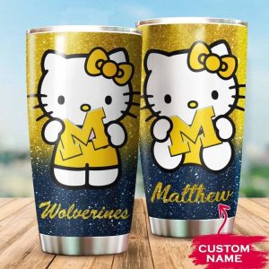 Michigan Wolverines Hello Kitty Custom Name Tumbler TB0022
