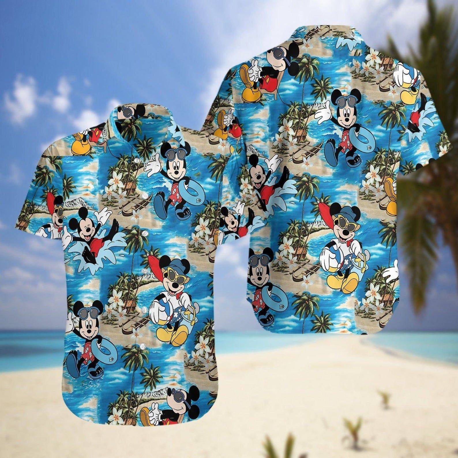 Mickey-Minnie-On-Beach-Hawaiian-Shirt-Hawaiian-Shirt-For-Women-Men-Hawaiian-Shirt-Custom Mickey Minnie On Beach Hawaiian Shirt - Hawaiian Shirt For Women Men - Hawaiian Shirt Custom
