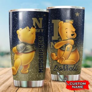 Navy Midshipmen Pooh Custom Name Tumbler TB0711
