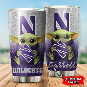 Northwestern Wildcats Baby Yoda Custom Name Tumbler TB0686