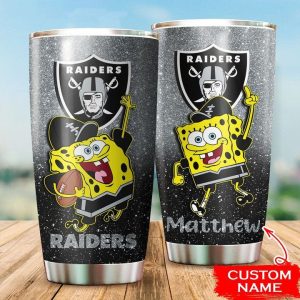 Oakland Raiders Custom Name Spongebob Squarepants Tumbler TB2411