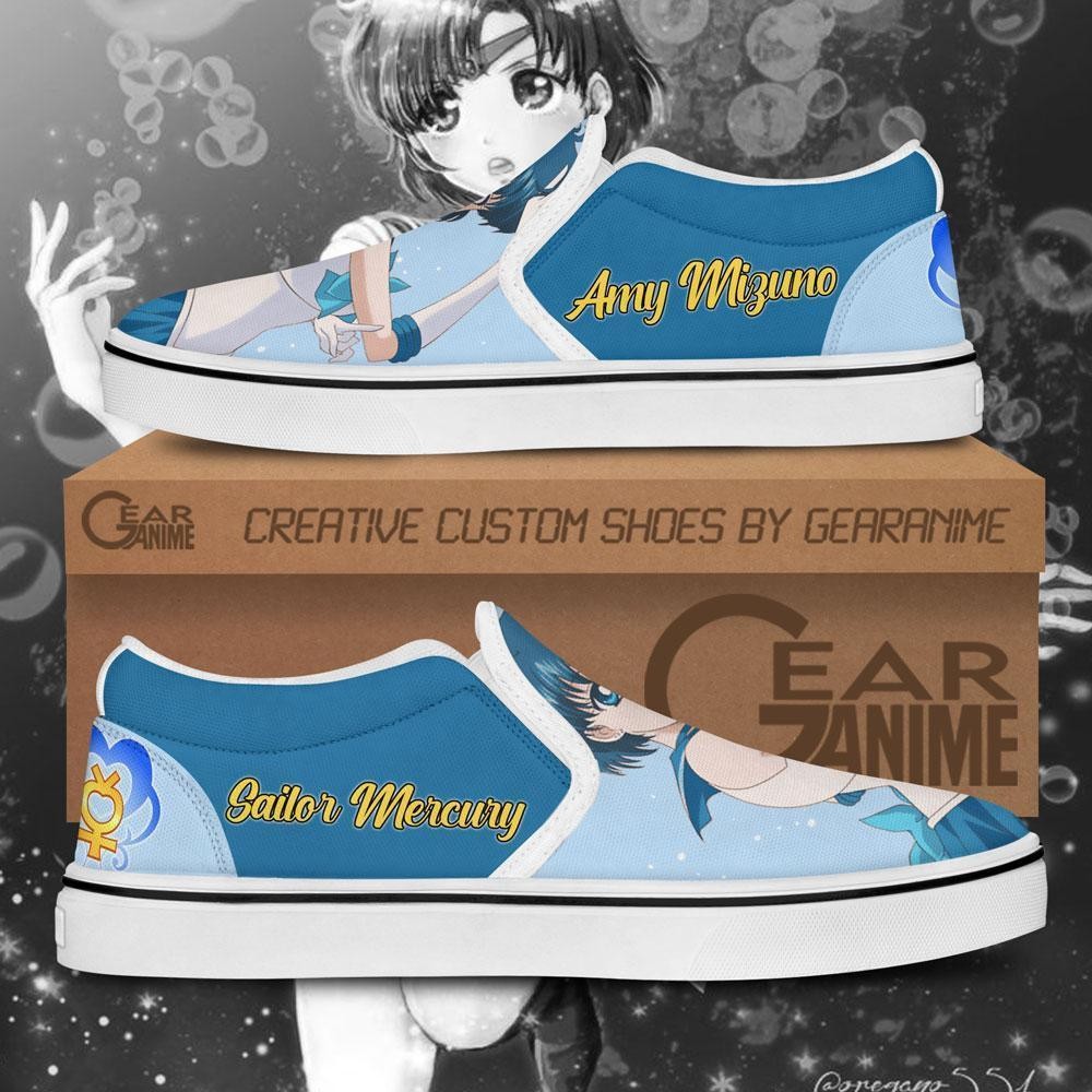 Sailor Mercury Slip On Shoes Sailor Anime Custom Sneakers For Fans – We ...