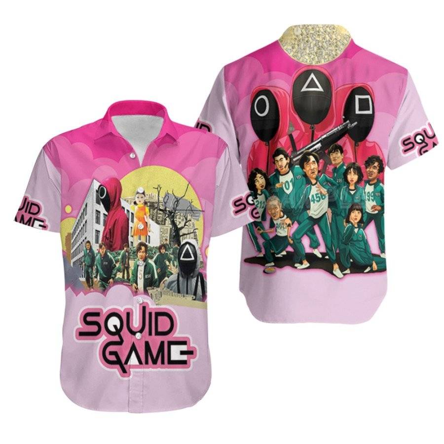 Squid-Game-Player-Red-Guards-And-Scary-Doll-Red-Light-Green-Light-Squid-Game-Rounds-K-Drama-Series-gift-for-Squid-Game-fans-Hawaiian-Shirt Squid Game Player Red Guards And Scary Doll Red Light Green Light Squid Game Rounds K Drama Series gift for Squid Game fans Hawaiian Shirt