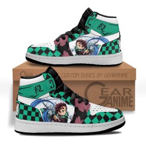 Tanjiro Kamado Kids Sneakers Custom Anime Demon Slayer Kids Jordan 1 Shoes