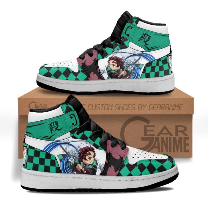 Tanjiro Kamado Kids Sneakers Custom Anime Demon Slayer Kids Jordan 1 Shoes