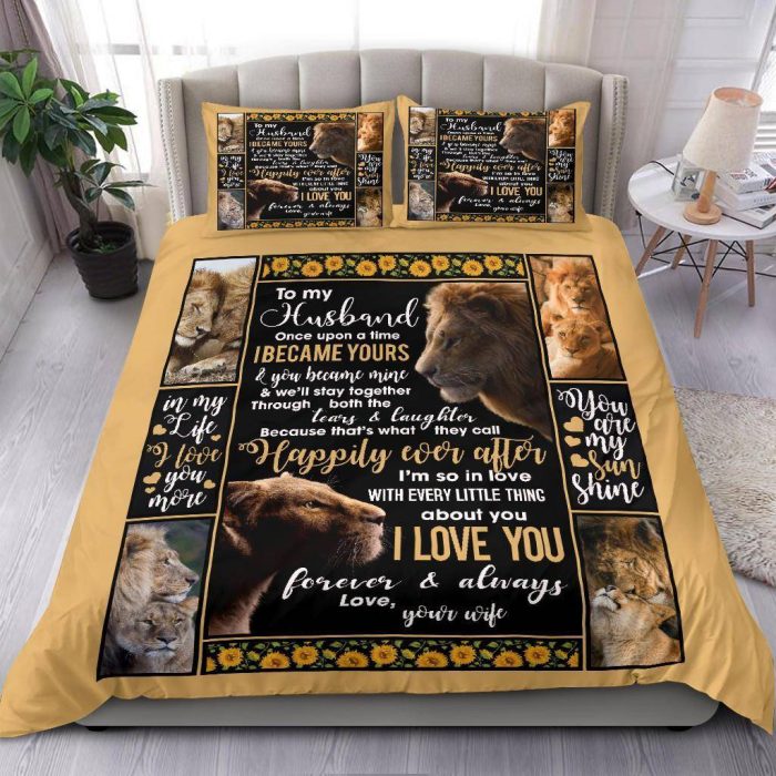 To My Husband Lion Bedding  Duvet Cover And Pillowcase Set