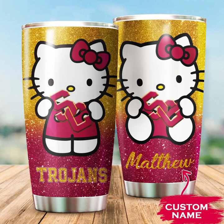 Usc-Trojans-Hello-Kitty-Custom-Name-Tumbler-TB0917 Usc Trojans Hello Kitty Custom Name Tumbler TB0917