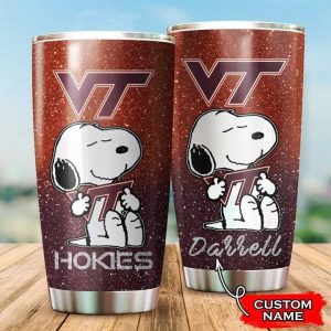Virginia Tech Hokies Snoopy Custom Name Tumbler TB1424
