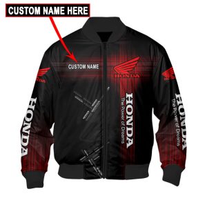 Custom Name Honda 3D Spring Autumn Casual Jacket Pilot Bomber Jacket For Racer Biker BBJ3220