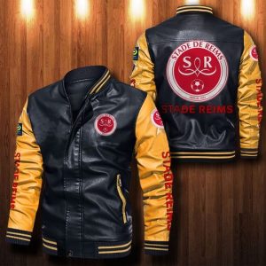 Stade De Reims Leather Bomber Jacket  CTLBJ088