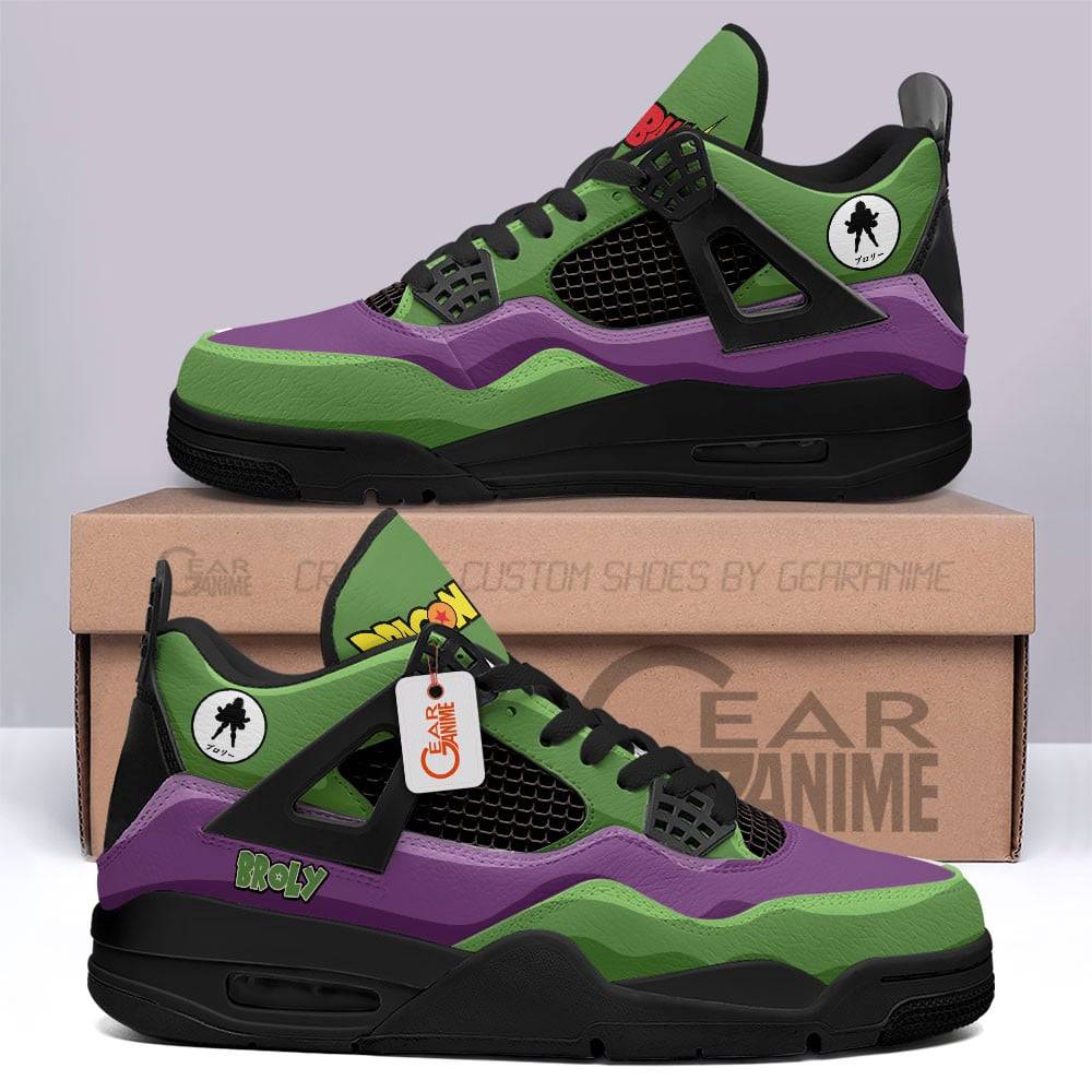 Broly-Anime-Jordan-4-Sneakers-Custom-Personalized-Shoes-JD523 Broly Anime Jordan 4 Sneakers Custom Personalized Shoes JD523