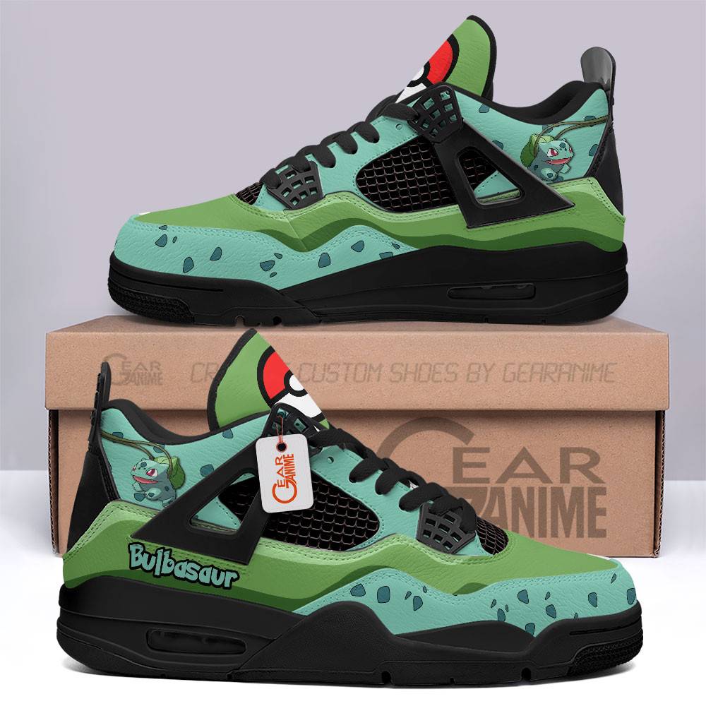 Bulbasaur-Anime-Jordan-4-Sneakers-Custom-Personalized-Shoes-JD519 Bulbasaur Anime Jordan 4 Sneakers Custom Personalized Shoes JD519