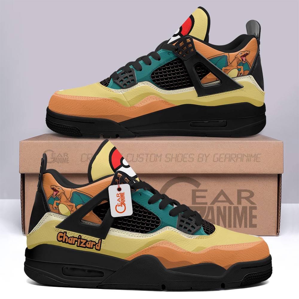 Charizard-Anime-Jordan-4-Sneakers-Custom-Personalized-Shoes-JD520 Charizard Anime Jordan 4 Sneakers Custom Personalized Shoes JD520