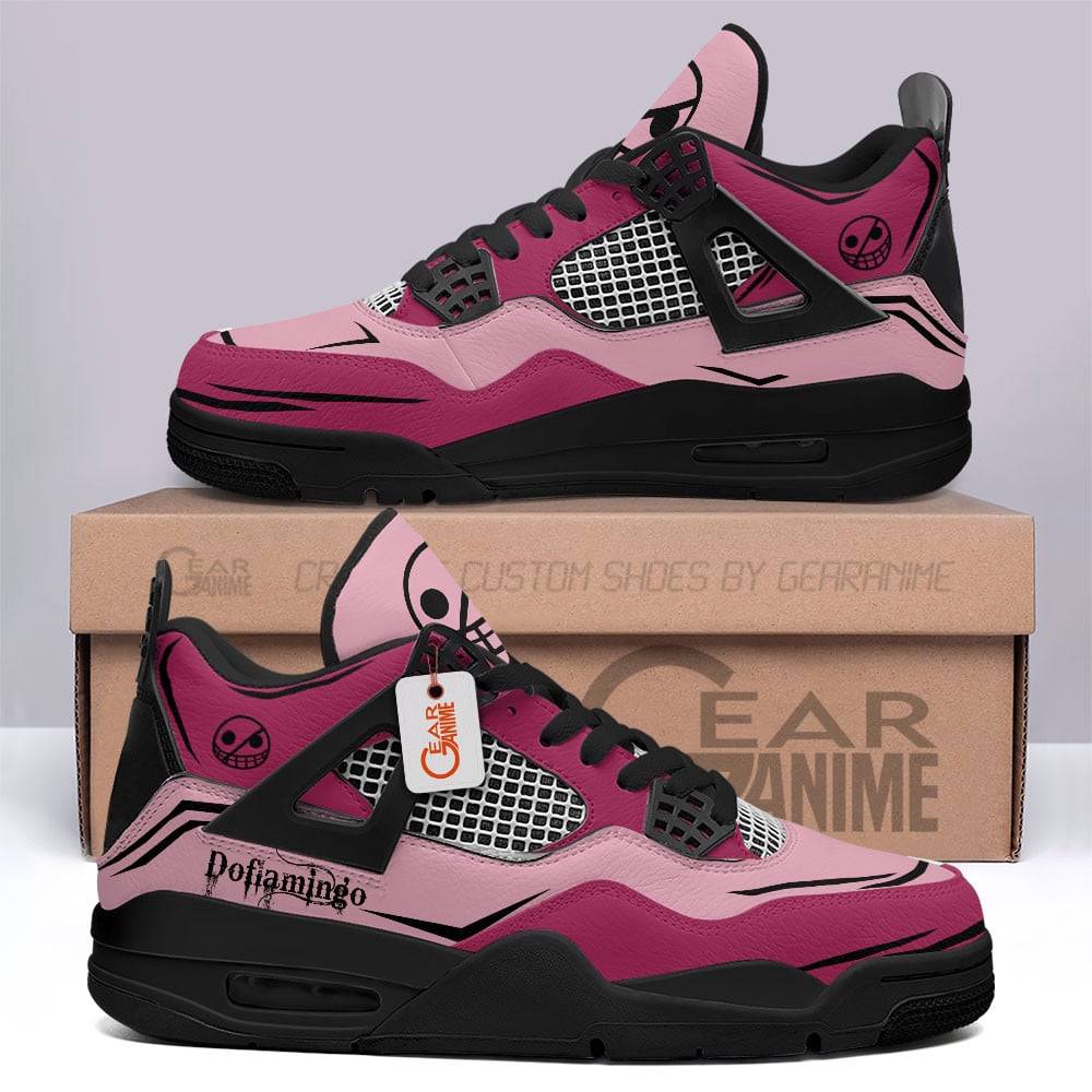 Donquixote-Doflamingo-Jordan-4-Sneakers-Anime-Personalized-Shoes-JD284 Donquixote Doflamingo Jordan 4 Sneakers Anime Personalized Shoes JD284