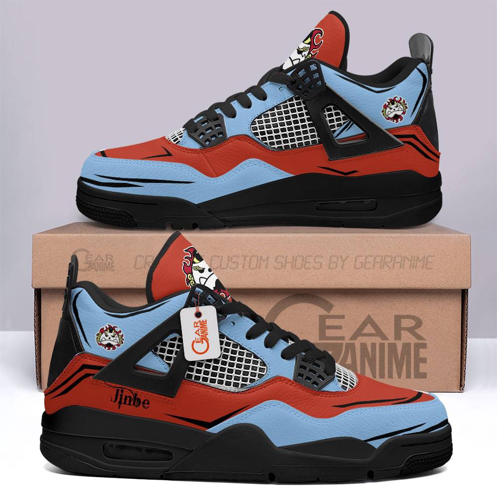 Jinbe-Jordan-4-Sneakers-Anime-Personalized-Shoes-JD291 Jinbe Jordan 4 Sneakers Anime Personalized Shoes JD291