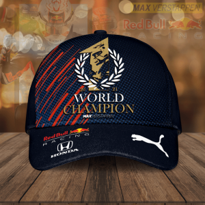 Max Verstappen Red Bull Racing World Champion Laurel Wreath Polka Dot Classic Baseball Cap - Navy CGI2159