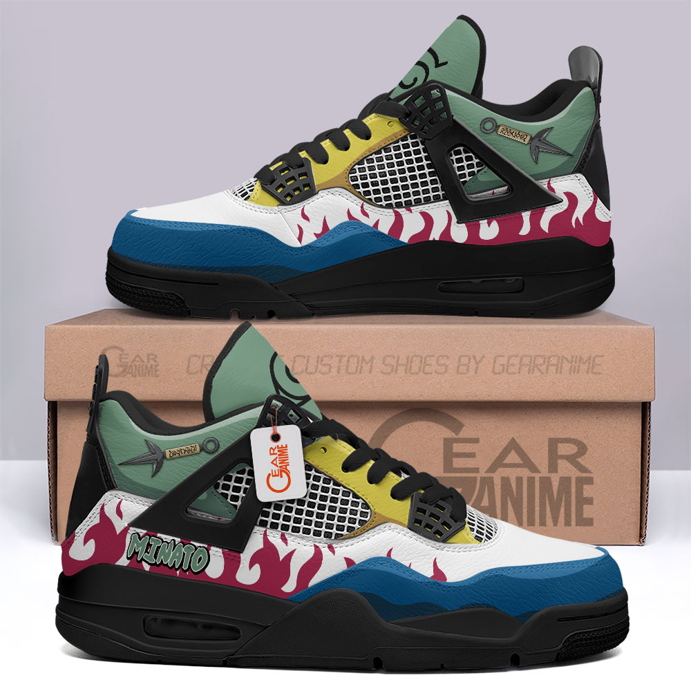 Minato-Namikaze-Jordan-4-Sneakers-Personalized-Anime-Shoes-JD557 Minato Namikaze Jordan 4 Sneakers Personalized Anime Shoes JD557