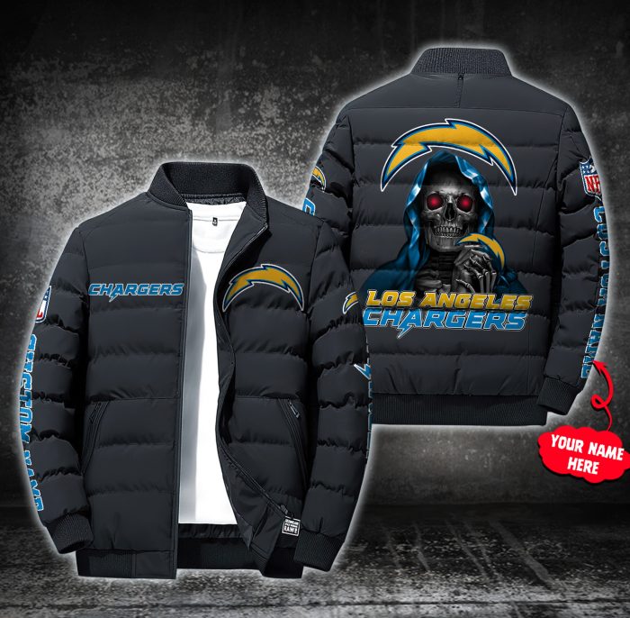 NFL Los Angeles Chargers Custom Name Skull Down Jacket Puffer Jacket PJ028