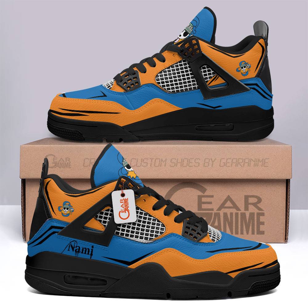 Nami-Jordan-4-Sneakers-Anime-Personalized-Shoes-JD283 Nami Jordan 4 Sneakers Anime Personalized Shoes JD283
