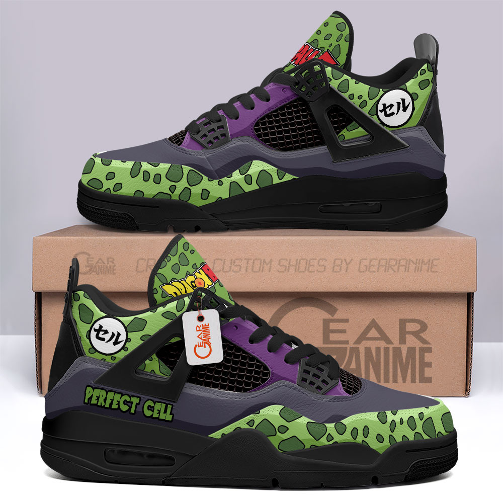 Perfect-Cell-Anime-Jordan-4-Sneakers-Custom-Personalized-Shoes-JD531 Perfect Cell Anime Jordan 4 Sneakers Custom Personalized Shoes JD531