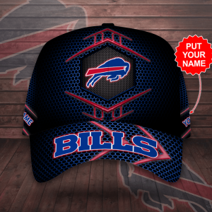 Personalized Buffalo Bills Beehive Hexagon Pattern 3D Baseball Cap - Black Blue CGI2100