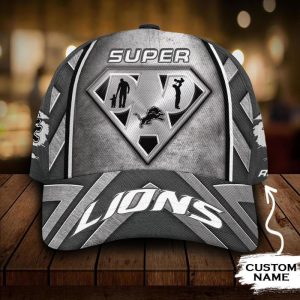 Personalized Detroit Lions Superman Dad 3D Classic Baseball Cap CGI252