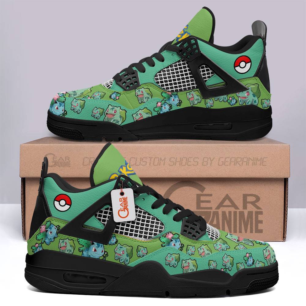 Pokemon-Bulbasaur-Jordan-4-Sneakers-Custom-Anime-Shoes-JD241 Pokemon Bulbasaur Jordan 4 Sneakers Custom Anime Shoes JD241