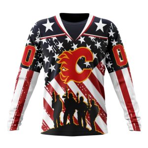 Custom NHL Calgary Flames Specialized Kits For Honor US's Military Unisex Sweatshirt SWS1023