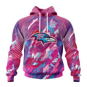 Customized NFL Baltimore Ravens I Pink I Can Fearless Again Breast Cancer Unisex Hoodie TH0909