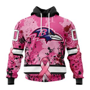 Customized NFL Baltimore Ravens I Pink I Can! In October We Wear Pink Breast Cancer Unisex Hoodie TH0910
