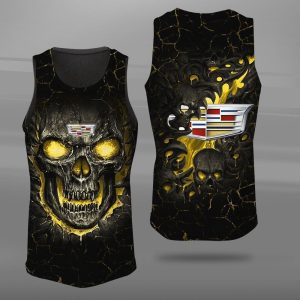 Cadillac Skull Unisex Tank Top Basketball Jersey Style Gym Muscle Tee JTT577